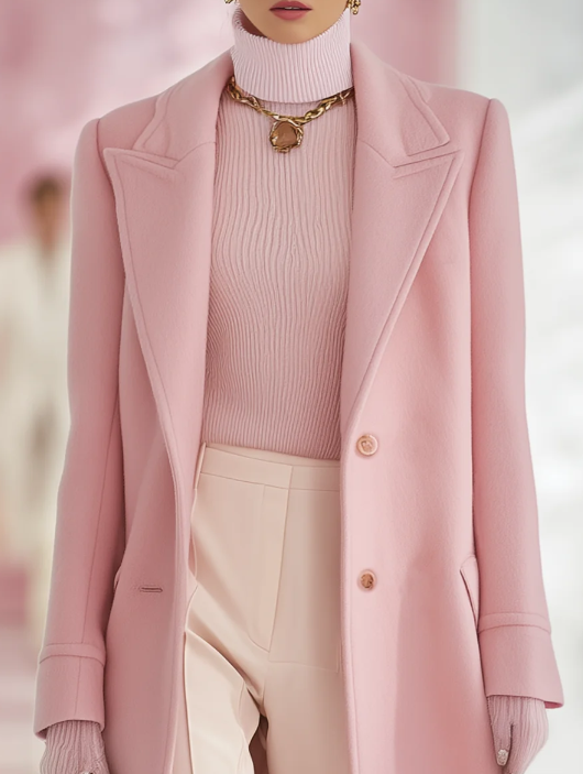 Elegant Classic Lapel Single-breasted Long Woolen Coat - Image 5