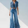 Trendy Retro Tassel Flared Jeans