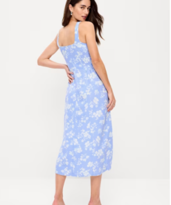 Fit & Flare Sleeveless Linen-Blend Midi Dress