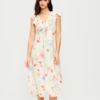 Ruffle-Sleeve Fit & Flare Midi Dress