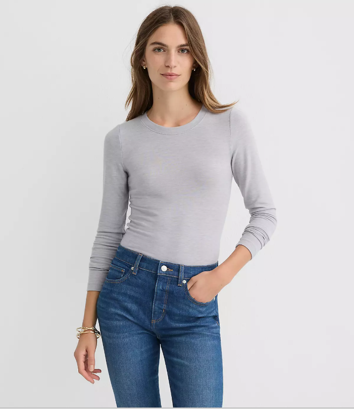 Sweater Knit Long Sleeve Tee - Image 2