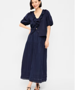 Lace-Trim Maxi Skirt